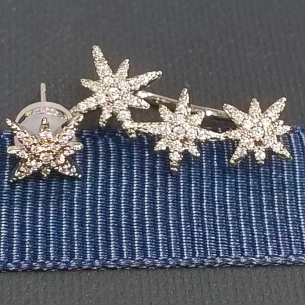 APM Monaco Asymmetric Triple Météorites Earrings - Silver